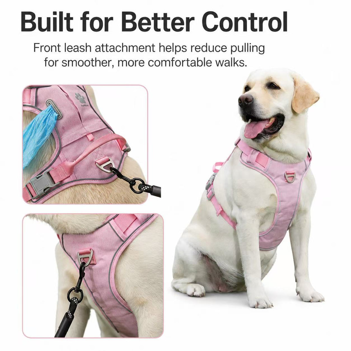 Hidden Tracker Pocket No-Pull Dog Harness, Reflective & adjustable