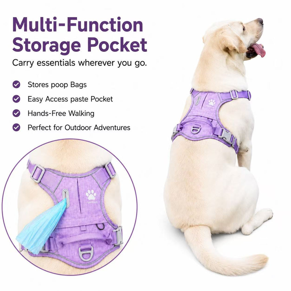 Hidden Tracker Pocket No-Pull Dog Harness, Reflective & adjustable