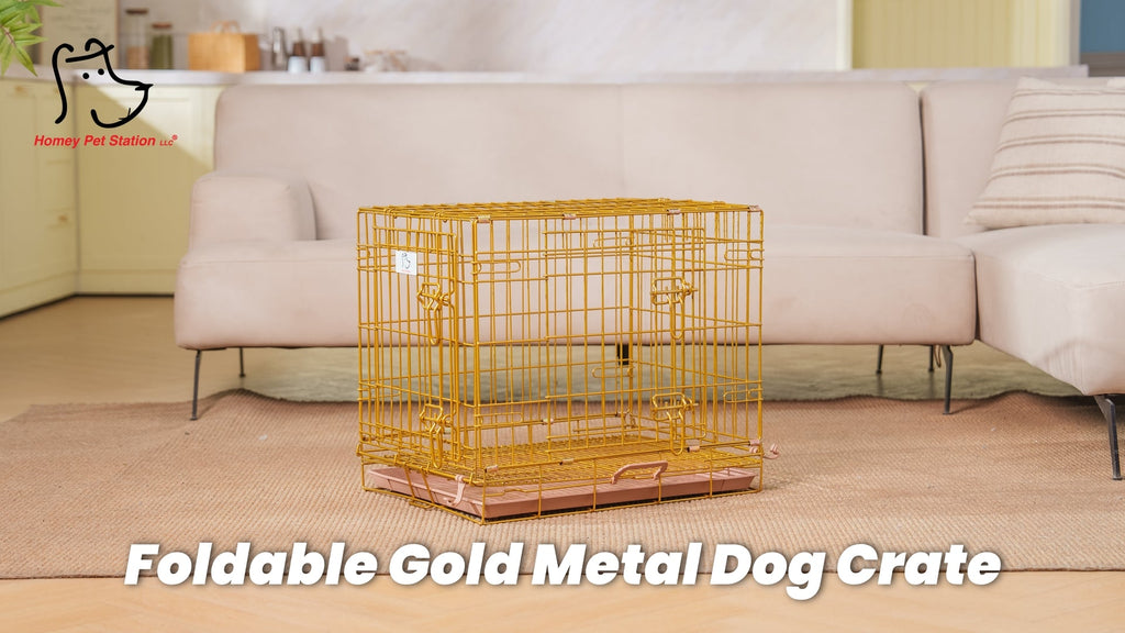 24-42" Copper Gold Wire Dog Crate GLD24/30/36/42