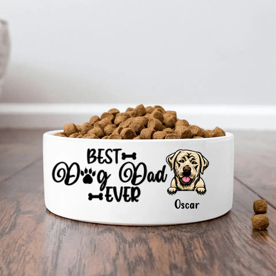 Personalized Pet Bowl - Gift Idea For Pet Lovers - Up To 5 Dogs/Cats - Happy Further's Day To My Human,  Now Feed Me