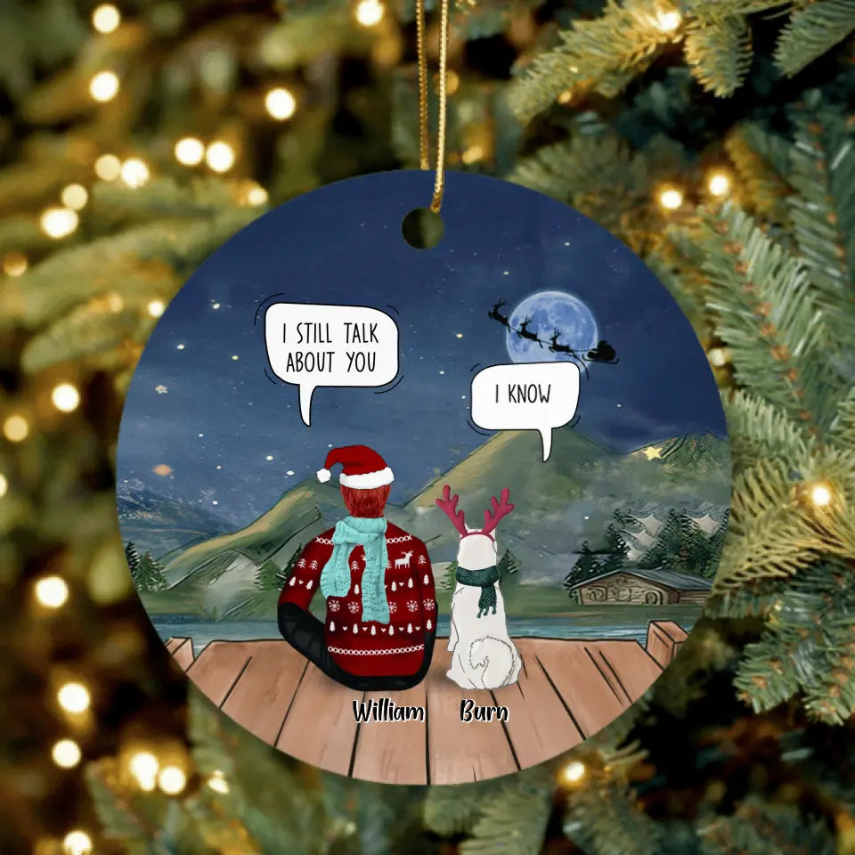 Personalized Christmas Memorial Pet Mom/Dad Ornament - Adult/Couple With Up to 6 Pets - Christmas Gift For Cat/Dog Lover