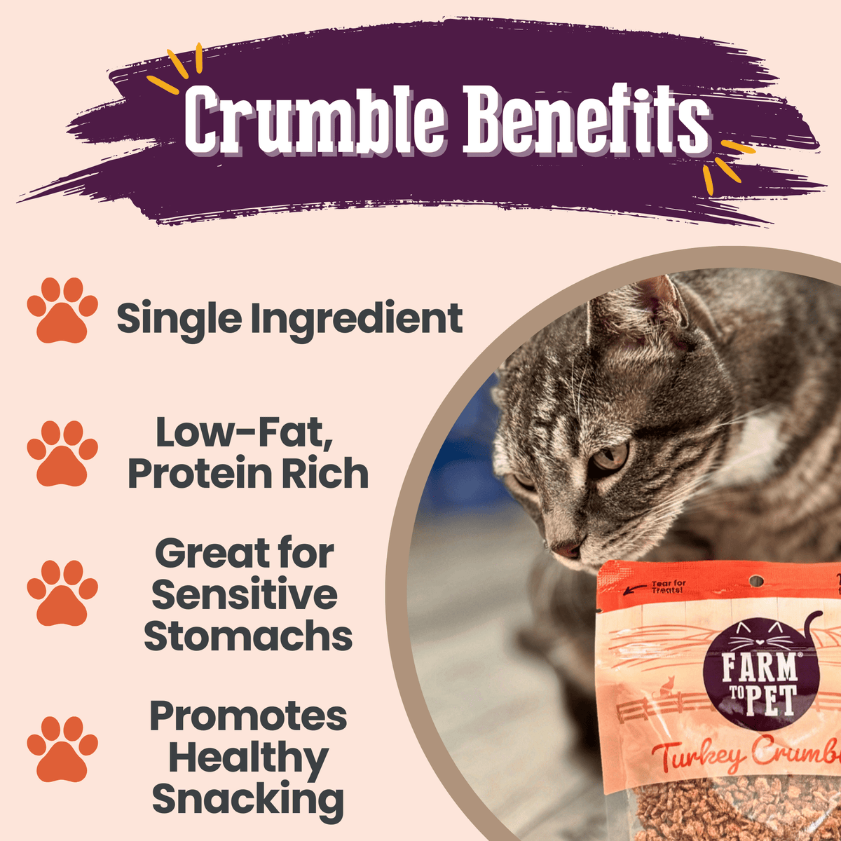 Turkey Crumbles for Cats | Grain-Free Cat Treats