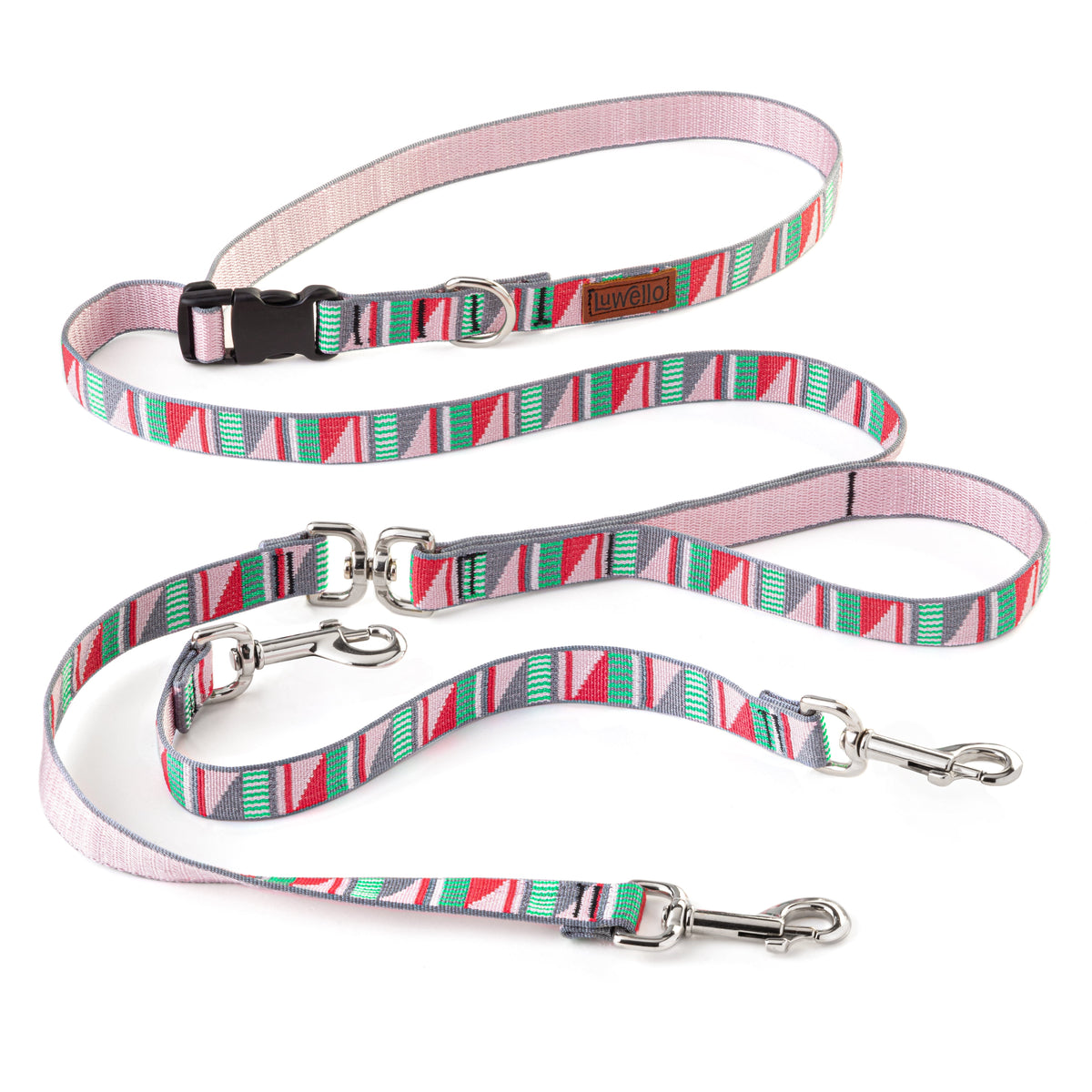 Dog Coupler Leash for Two Dogs, Belted, 1'' Width