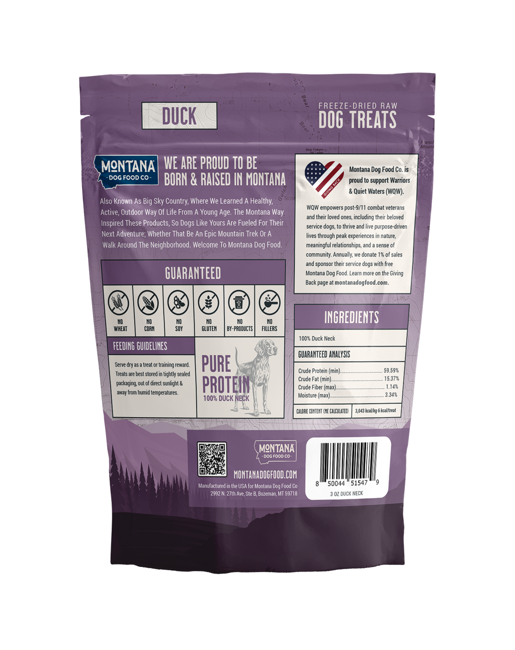 Duck Freeze-dried Raw Trail Snacks (Treats) for Dogs 3oz