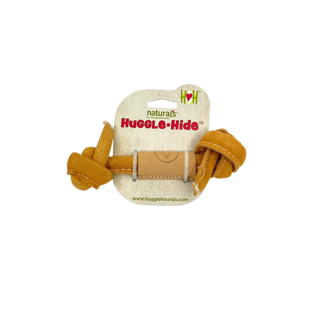 Huggle-Hide® Natural Leather Bone Dog Toy, 3 Pack