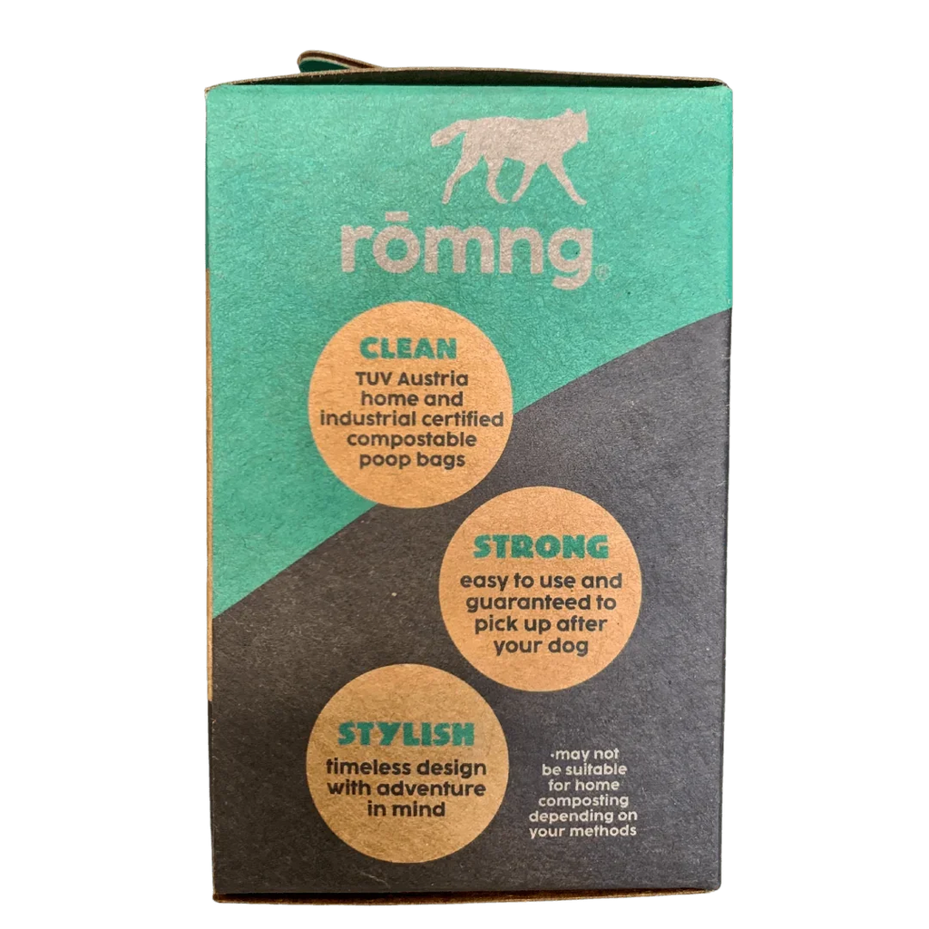 compostable plant-based dog poop bags + bamboo dispenser