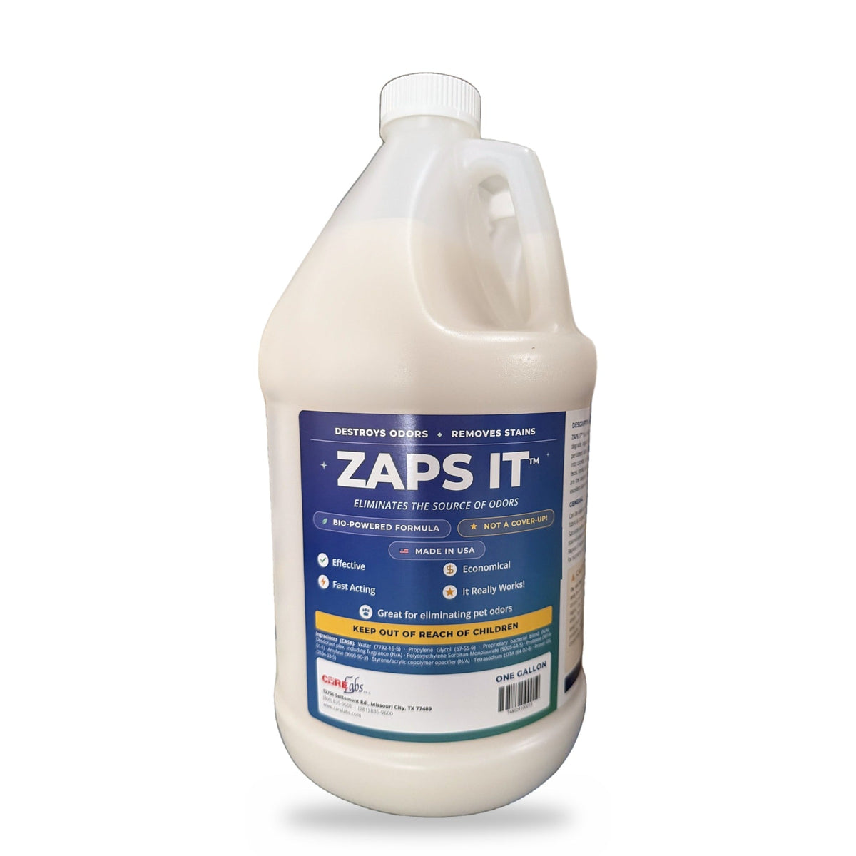 Zaps It Enzyme Pet Odor Eliminator & Stain Remover — 1 Gallon Concentrate
